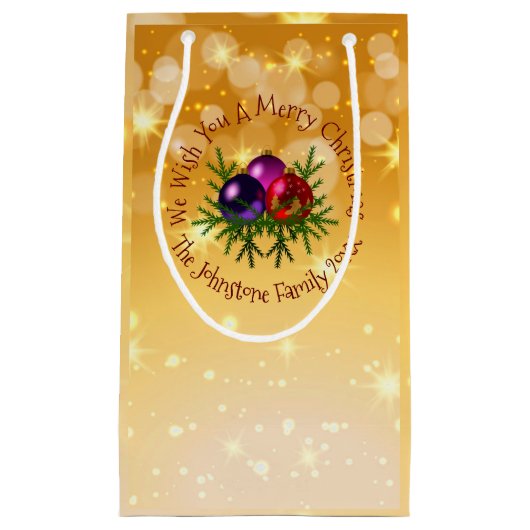 Fügen Sie Name Matching Weihnachten auf Gold klein Kleine Geschenktüte (Vorderseite)