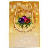 Fügen Sie Name Matching Weihnachten auf Gold Mediu Mittlere Geschenktüte (Vorderseite)