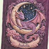 Fügen Sie Name Pinker Drache, der auf dem Mond sch Fleecedecke