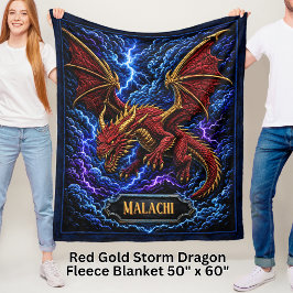 Fügen Sie Name Roter & Goldener Sturm-Drache mit B Fleecedecke