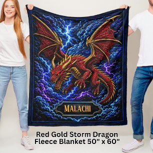 Fügen Sie Name Roter & Goldener Sturm-Drache mit B Fleecedecke