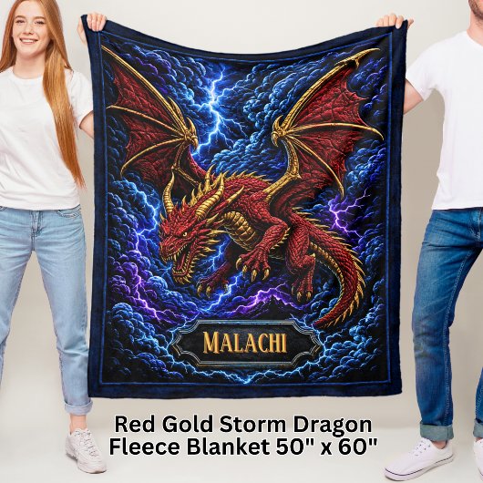 Fügen Sie Name Roter & Goldener Sturm-Drache mit B Fleecedecke