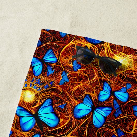 Fügen Sie Namen hinzu, Helle blaue Schmetterlinge Strandtuch (Beispiel)