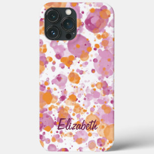 Fügen Sie Namens Text zu Orange Lila Abstract Spla Case-Mate iPhone Hülle