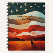 Fügen Sie Namenstext hinzu, Cowboy-Reiten in Flag- Notizblock (Vorderseite)