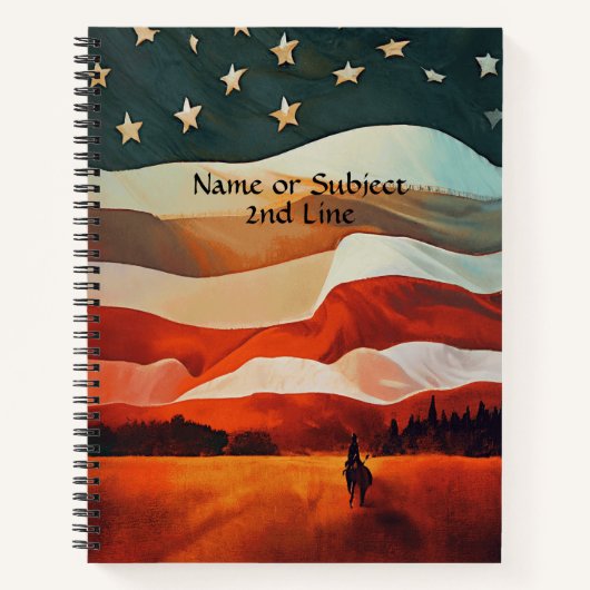 Fügen Sie Namenstext hinzu, Cowboy-Reiten in Flag- Notizblock (Vorderseite)