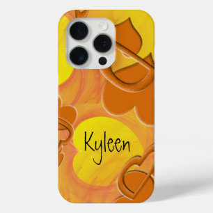 Fügen Sie Orange Hearts Yellow Template hinzu iPhone 15 Pro Hülle