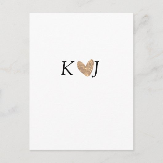 Fügen Sie Pärchenbrief Hochzeit goldenes Herz Glit Postkarte (Vorderseite)