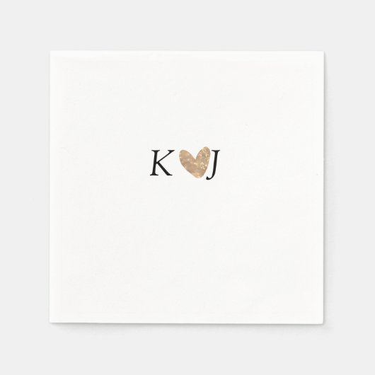 Fügen Sie Pärchenbrief Hochzeit goldenes Herz Glit Serviette (Vorderseite)