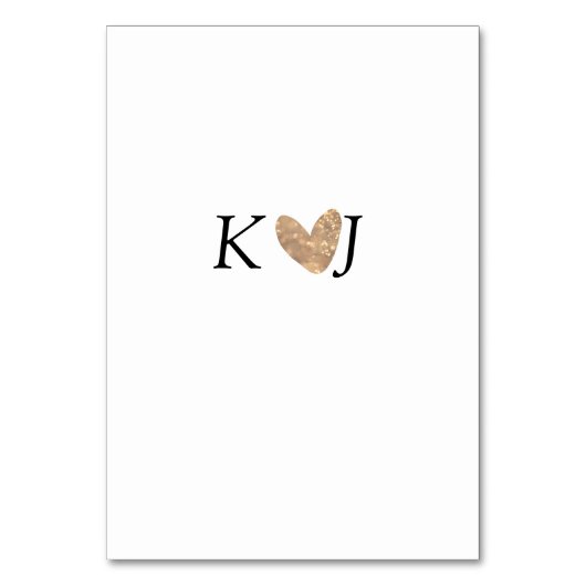 Fügen Sie Pärchenbrief Hochzeit goldenes Herz Glit Tischnummer (Vorderseite)