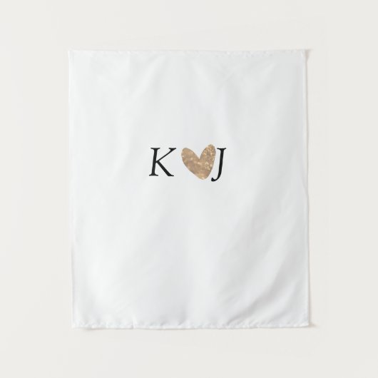 Fügen Sie Pärchenbrief Hochzeit goldenes Herz Glit Wandteppich (Vorderseite)