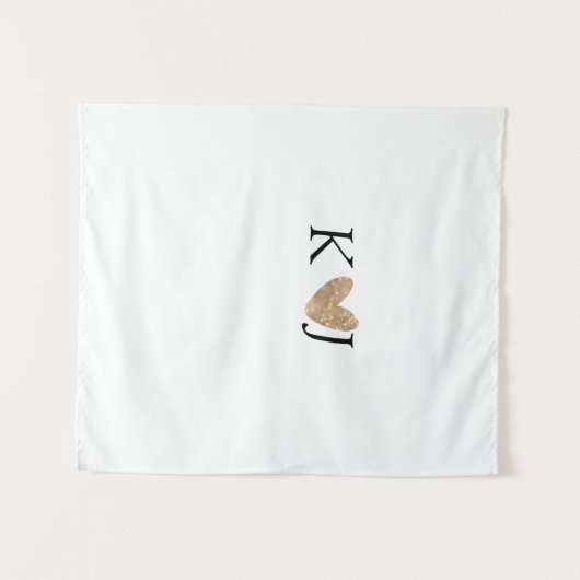 Fügen Sie Pärchenbrief Hochzeit goldenes Herz Glit Wandteppich (Vorderseite (Horizontal))