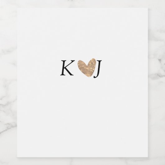 Fügen Sie Pärchenbrief Hochzeit goldenes Herz Glit Weinetikett (Einzelnes Label)