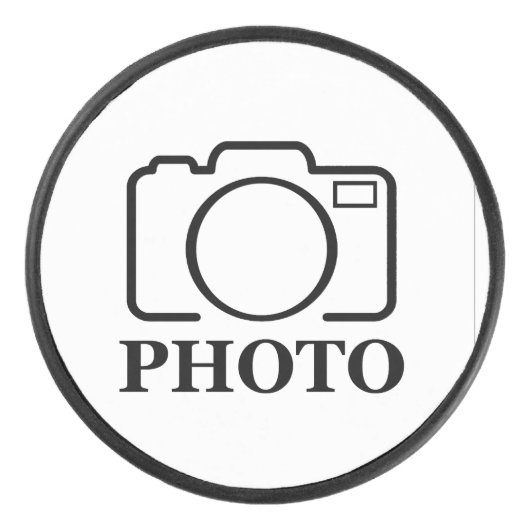 Fügen Sie Personalisiertes Foto Hochzeit Modernes Eishockey Puck (Vorderseite)