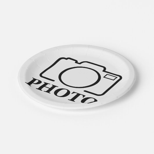 Fügen Sie Personalisiertes Foto Hochzeit Modernes  Pappteller (Schrägansicht)