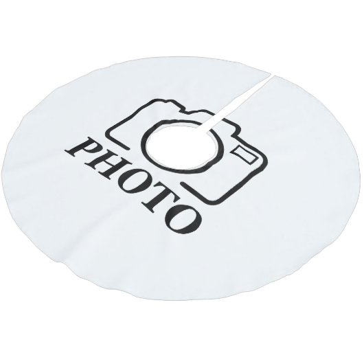 Fügen Sie Personalisiertes Foto Hochzeit Modernes Polyester Weihnachtsbaumdecke (Schrägansicht)