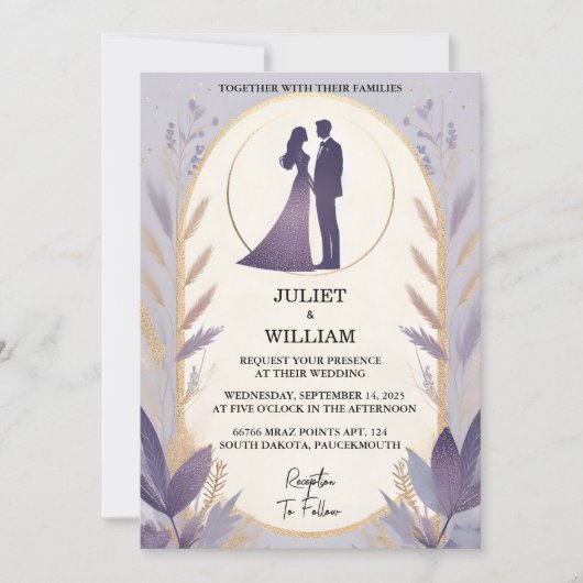 Fügen Sie Plum Herbst Sommer Lavendel Sage Hochzei Einladung (Vorderseite)