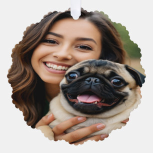 Fügen Sie Pug-Foto Personalisieren Anpassen Ornament Karte