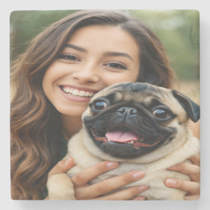 Fügen Sie Pug-Foto Personalisieren Anpassen Steinuntersetzer