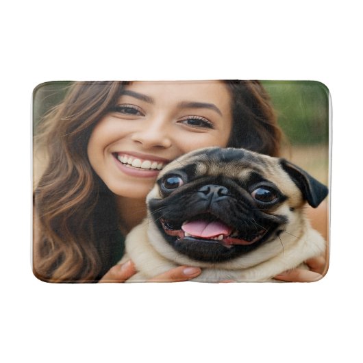 Fügen Sie Pug-Foto Personalize Customize hinzu Badematte (Vorderseite)