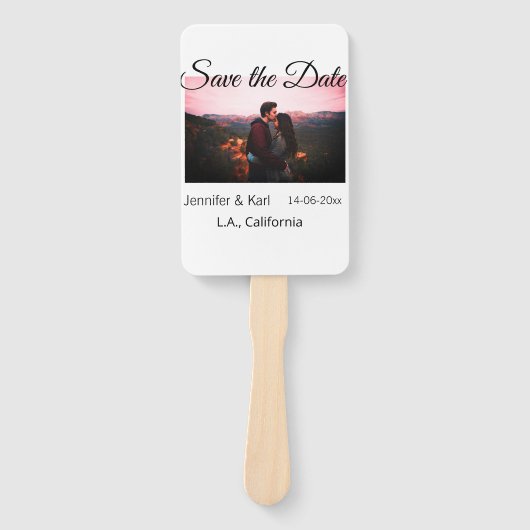 Fügen Sie Save the Date das Foto mit dem Namen des Fächer (Vorderseite)