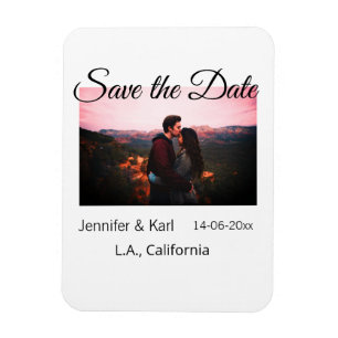 Fügen Sie Save the Date das Foto mit dem Namen des Magnet