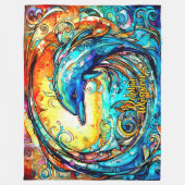 Fügen Sie Text Abstrakte Dolphin-Schwimmen in Wave Fleecedecke (Vorderseite)