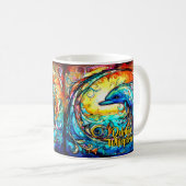Fügen Sie Text Abstrakte Dolphin-Schwimmen in Wave Kaffeetasse (VorderseiteRechts)