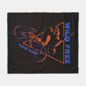 Fügen Sie Text-BMX Extreme Freestyle Red Geometric Fleecedecke (Vorderseite (Horizontal))