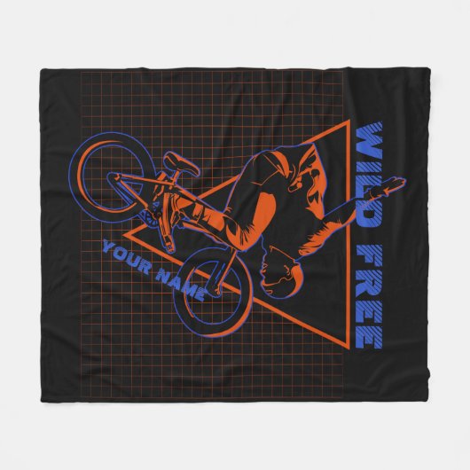 Fügen Sie Text-BMX Extreme Freestyle Red Geometric Fleecedecke (Vorderseite (Horizontal))
