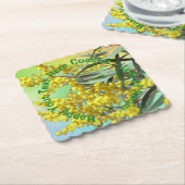 Fügen Sie Text Wattle & Gum Blätter Aussie Scallop Untersetzer (angewinkelt)