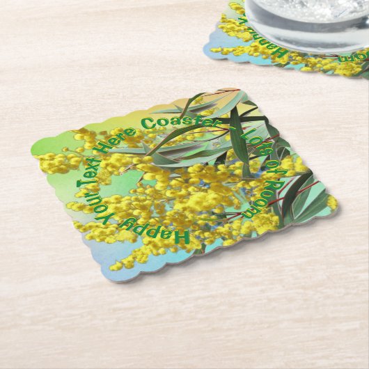 Fügen Sie Text Wattle & Gum Blätter Aussie Scallop Untersetzer (angewinkelt)