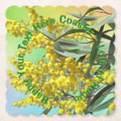 Fügen Sie Text Wattle & Gum Blätter Aussie Scallop Untersetzer (Vorderseite)
