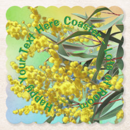 Fügen Sie Text Wattle & Gum Blätter Aussie Scallop Untersetzer