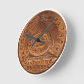 Fugio Cent-Verstand Ihr Geschäfts-Kupfer-Penny Runde Wanduhr (Winkel)