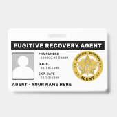 FUGITIVE ERHOLUNG AGENT Lanyard Abzeichen Ausweis (Rückseite)