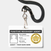 FUGITIVE ERHOLUNG AGENT Lanyard Abzeichen Ausweis (Rückseite mit Lanyard)
