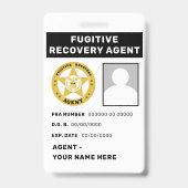 FUGITIVE ERHOLUNG AGENT Lanyard Abzeichen Ausweis (Rückseite)