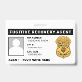 FUGITIVE ERHOLUNG AGENT Lanyard Abzeichen Ausweis (Rückseite)