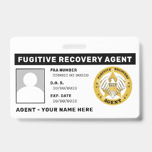 FUGITIVE ERHOLUNG AGENT Lanyard Abzeichen Ausweis