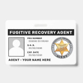 FUGITIVE ERHOLUNG AGENT Lanyard Abzeichen Ausweis (Rückseite)