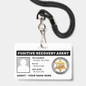 FUGITIVE ERHOLUNG AGENT Lanyard Abzeichen Ausweis (Rückseite mit Lanyard)