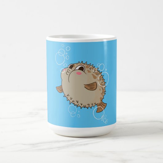 Fugu Sea Life Cartoon Design Kaffeetasse (Mittel)