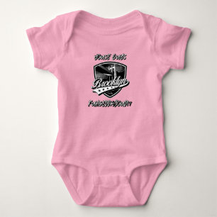 Fuhgeddaboudit Brooklyn Logo Design Baby Strampler