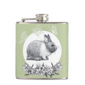 Fühl das Kaninchen. Bleistift zeichnend. Flachmann (Vorderseite)