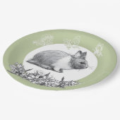 Fühl das Kaninchen. Bleistift zeichnend. Pappteller (Schrägansicht)