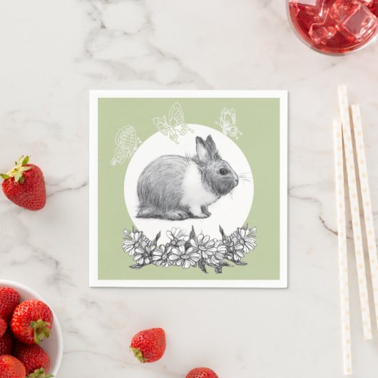 Fühl das Kaninchen. Bleistift zeichnend. Serviette (Beispiel)