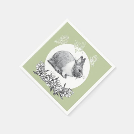 Fühl das Kaninchen. Bleistift zeichnend. Serviette (Ecke)