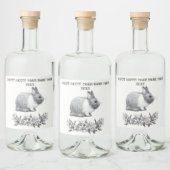 Fühl das Kaninchen. Stift zeichnend einfarbig Alkoholflaschenetikett (Flaschen)