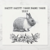 Fühl das Kaninchen. Stift zeichnend einfarbig Alkoholflaschenetikett (Einzelnes Label)